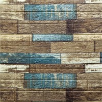 Самоклеюча 3D панель Sticker wall мікс синє дерево 46, 700x770x5мм