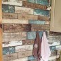 Самоклеюча 3D панель Sticker wall мікс синє дерево 46, 700x770x5мм