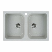 Гранітна мийка для кухні Platinum 7648W TWIN глянець Топаз