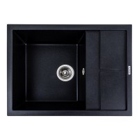 Гранітна мийка для кухні Platinum 6550 LOTOS матовий Чорний металік