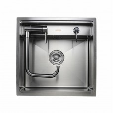 Кухонна прихована мийка Platinum Handmade PVD чорна 500x500x220 (змішувач в комплекті)