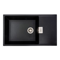 Гранітна мийка для кухні Platinum 8650 DIAMOND матова (чорна GOLD)