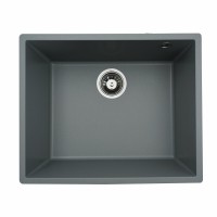 Гранітна мийка для кухні Platinum 5444 OASIS матова Сірий металік