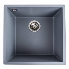 Гранітна мийка для кухні Platinum 4040 RUBA матовий сірий металік