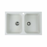 Гранітна мийка для кухні Platinum 7648W TWIN глянець Біла