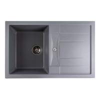 Гранітна мийка для кухні Platinum 7850 TROYA матова Сірий металік