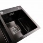 Кухонна мийка Platinum Handmade PVD HDB чорна 780х430х230 на дві чаші (квадратний сифон,3.0/1.0)