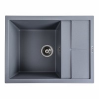 Гранітна мийка для кухні Platinum 6550 LOTOS матовий сірий металік