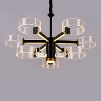 Люстра світлодіодна акрілова Sirius N 3705-6+3 BLACK+GD 98W